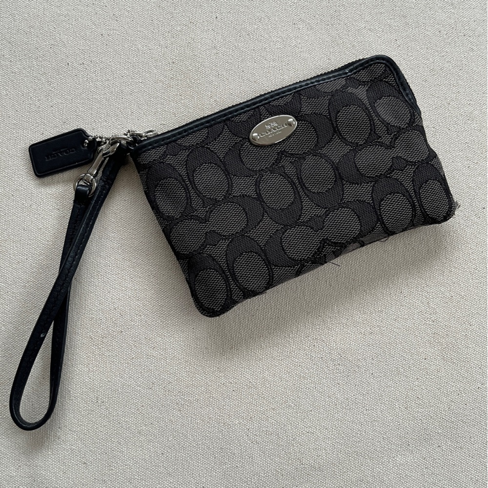 Coach Charcoal Signature Wristlet